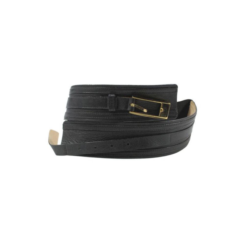 BCBGMAXAZRIA Womens Leather Trim Stretch Waistband Black Size M